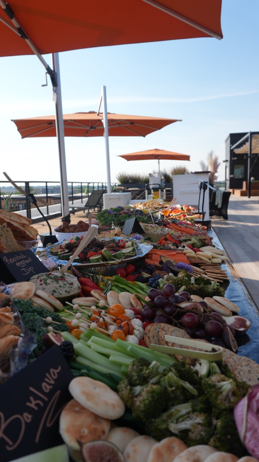 Grazing table on the rooftop deck